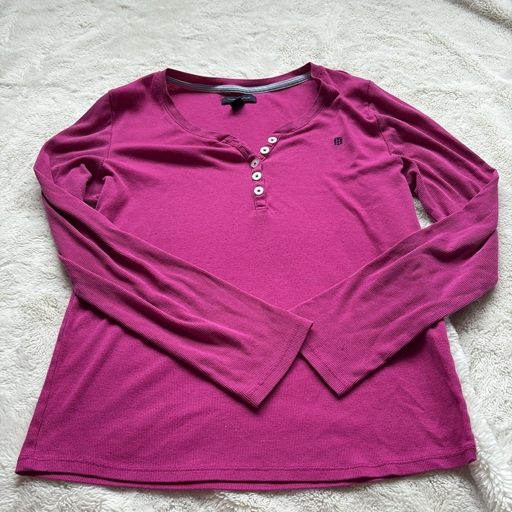 Tommy Hilfiger Pink Long Sleeve Top Button Up Large - Picture 4 of 9